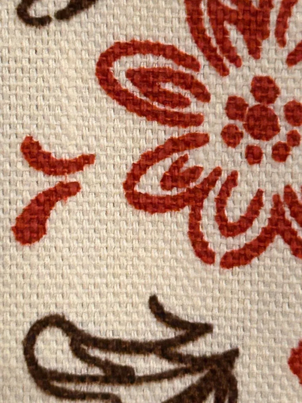 Vintage 1970s Colonial Cotton Thick Fabric Upholstery Drapery 44 x 106 inches